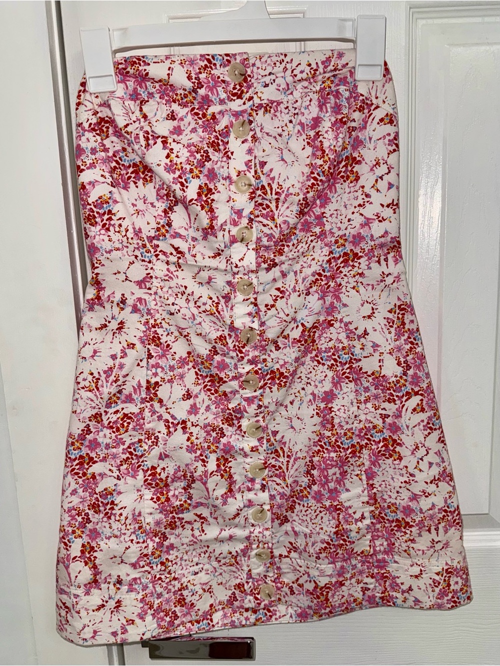 Floral Button-Front Free People mini dress XS.